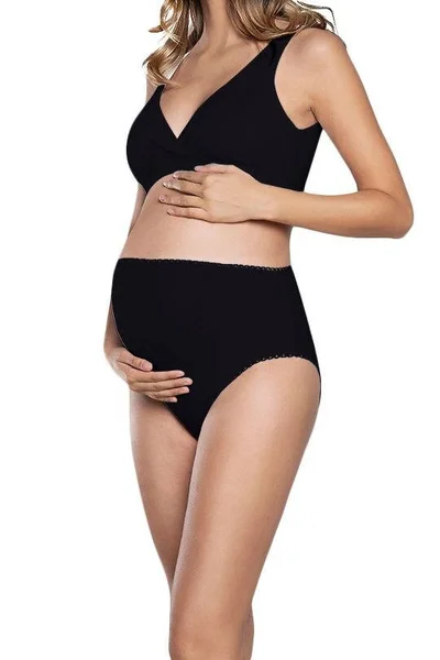 Dámská bavlněné těhotenské kalhotky Mama Maxi v černé barvě Italian Fashion