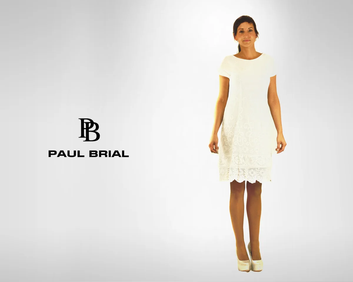 Elegantní síťované šaty Paul Brial se vzorem a bordurou