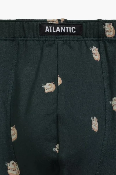 Pánské boxerky Atlantic tm.modrá/zelená s potiskem křečka