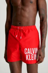 Červené plavky Calvin Klein s elastickým pasem