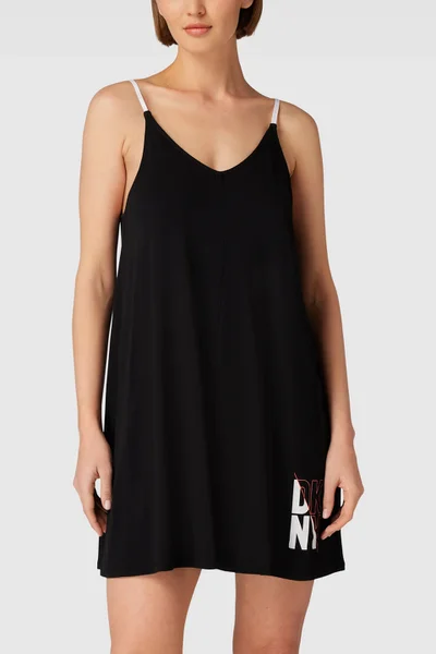 Podprsenka dámská krátká noční košile s ramínky   v černé barvě - DKNY