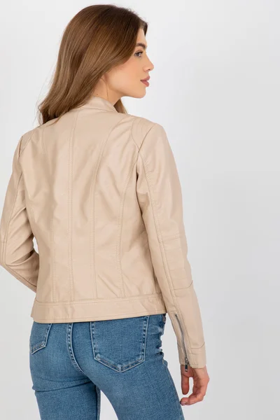 Zimní dámská bunda v béžové barvě s krátkým střihem - FPrice