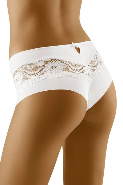 Dámská kalhotky brazilského střihu s krajkou Nina v bílé barvě Wolbar