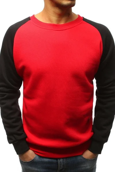 Červeno-černá pánská mikina z měkké bavlny a polyesteru - Dstreet