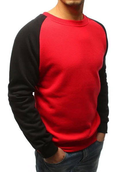 Červeno-černá pánská mikina z měkké bavlny a polyesteru - Dstreet