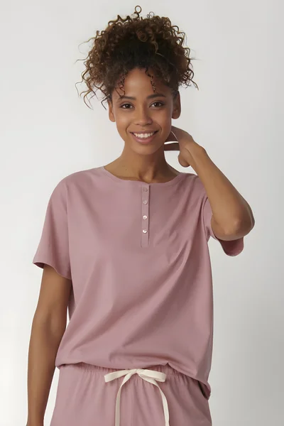 Volné dámské tričko z bio bavlny Lounge-Me Cotton v barvě staro růžové Triumph