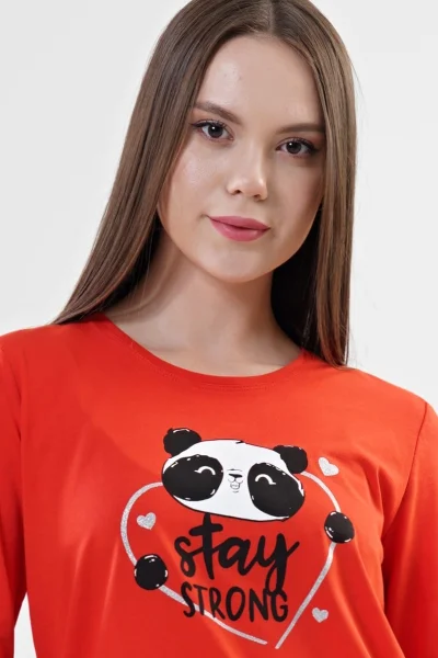 Vienetta Dámské bavlněné pyžamo Stay Strong s pandami