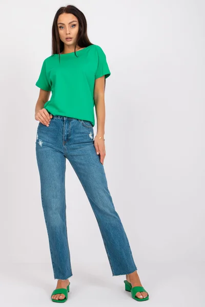Jeansové dámské kalhoty s vysokým pasem - FPrice