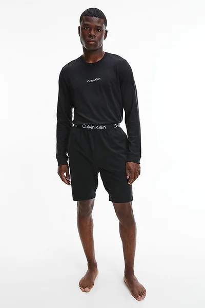 Pánské tričko s dlouhým rukávem - UB1 - v černé barvě - Calvin Klein