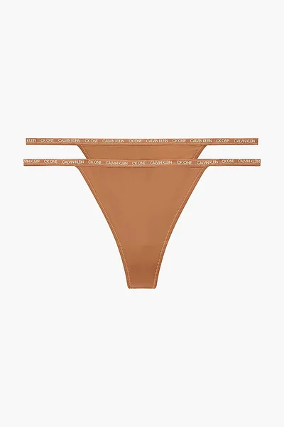 Dámské tanga 2pack - W5K - Hnědá - Calvin Klein