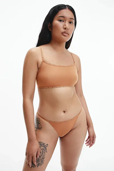 Dámské tanga 2pack - W5K - Hnědá - Calvin Klein