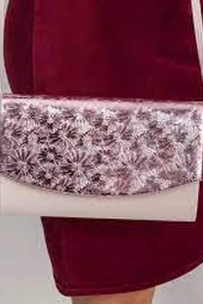 Dámská lakovaná s relief vzorem kabelka - FPrice béžová s růžovou