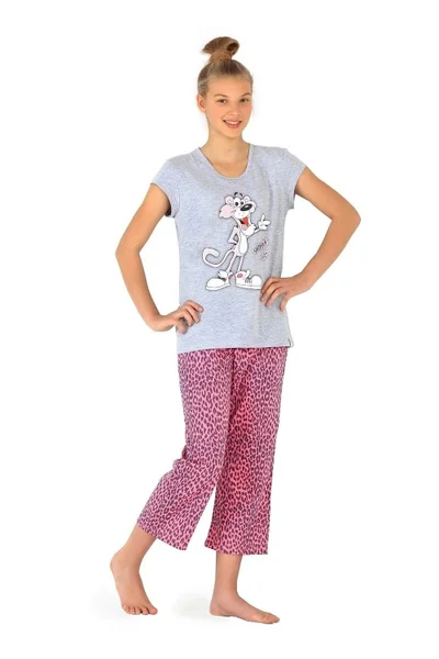 Panterové dívčí pyžamo - Měkká bavlna Cornette