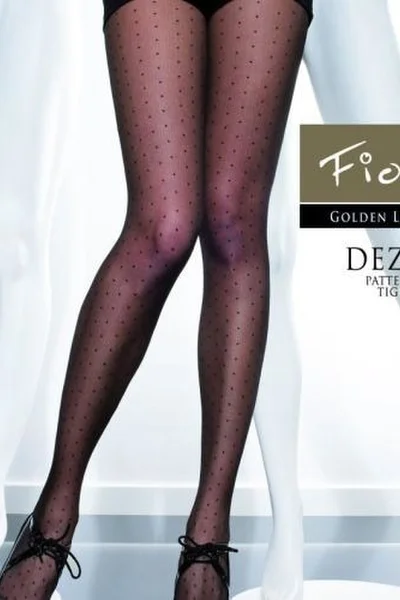 Punčochové kalhoty Fiore DEZIRE - černé vzorované silonky