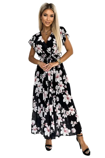 Šifonové květinové šaty s volány na ramenou - Numoco LISA