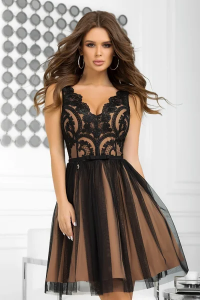 Dámské večerní šaty  -  - Bicotone černá s hnědou