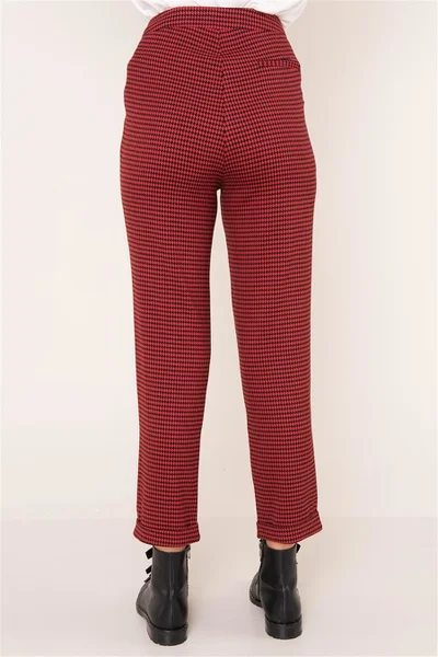 Dámské vzorované kalhoty - FPrice červená
