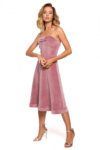 Dámský sametové korzetové šaty  v růžové barvě - Moe