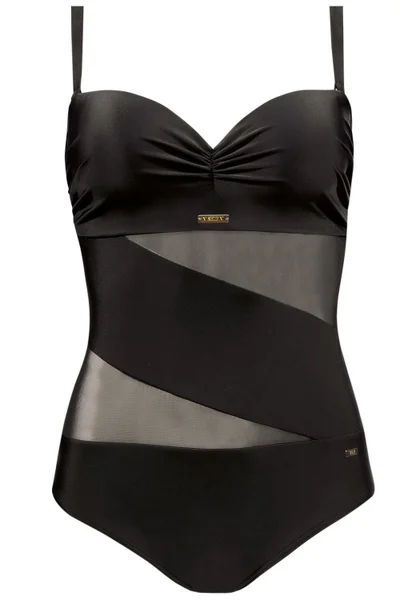 Černé dámské plavky s kosticemi a nastavitelnými ramínky - Elegant