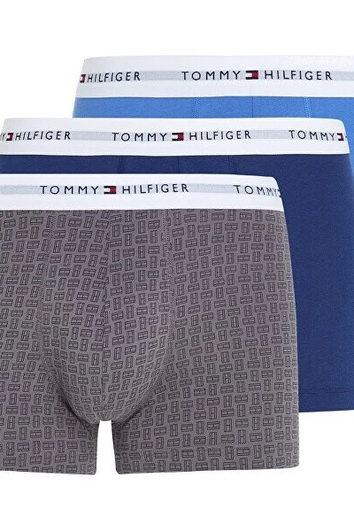 Tommy Hilfiger Pánské Boxerky 3ks - Modré s Potiskem