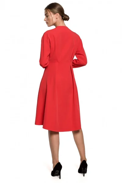 Dámské asymetrické vypasované šaty červené - Stylove červená