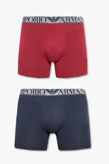 Pánské boxerky 2 pack  tmmodrávínová - Emporio Armani tm.modrá