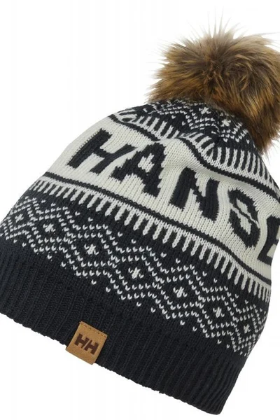 Černobílá zimní čepice Beanie s bambulí - Helly Hansen