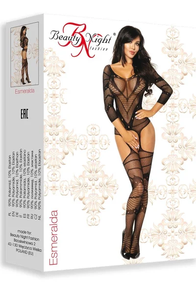 Černý průsvitný bodystocking Esmeralda - Beauty Night Fashion