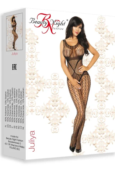 Černé síťované bodystocking s velkými oky Juliya Beauty Night Fashion