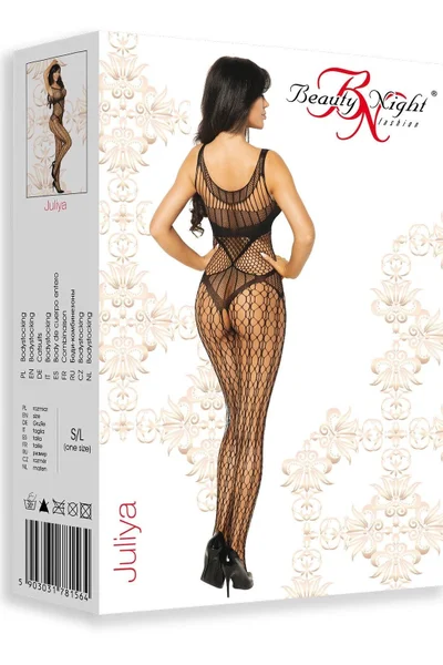 Černé síťované bodystocking s velkými oky Juliya Beauty Night Fashion