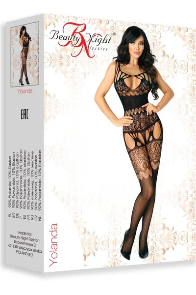 Černý květinový bodystocking Yolanda - Beauty Night Fashion