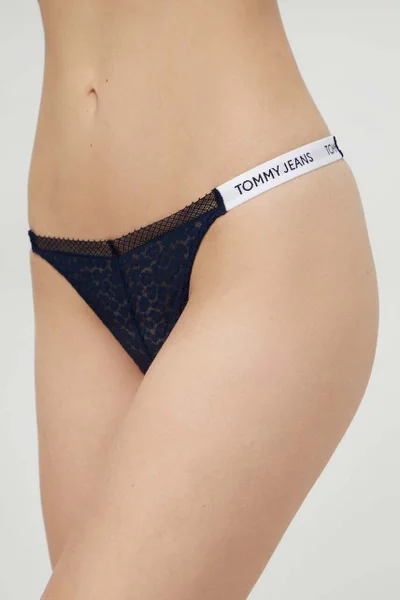 Dámská krajková tanga High Leg Tommy Hilfiger tmavě modrá