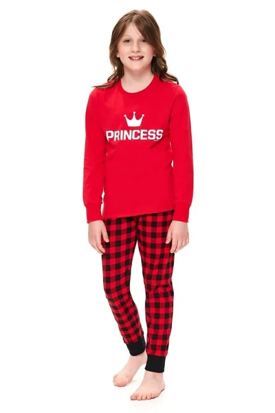 Dívčí pyžamo Princess červené červená Dn-nightwear