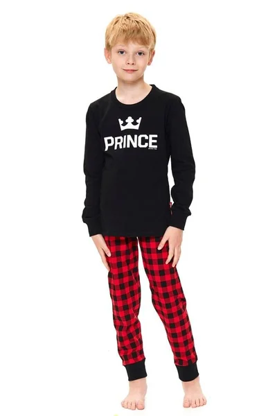 Chlapecké bavlněné pyžamo Prince - černé dn-nightwear