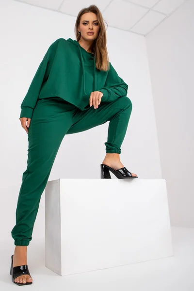Dámská souprava Zelený Komplet od FPrice - mikina s kapucí a teplákové kalhoty