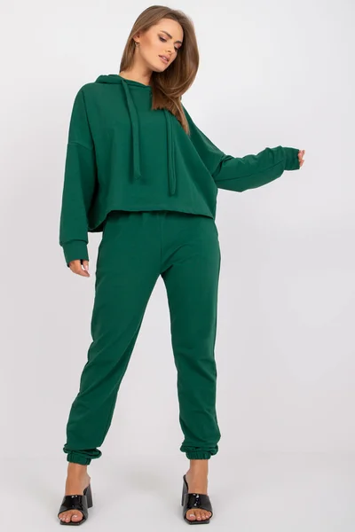 Dámská souprava Zelený Komplet od FPrice - mikina s kapucí a teplákové kalhoty