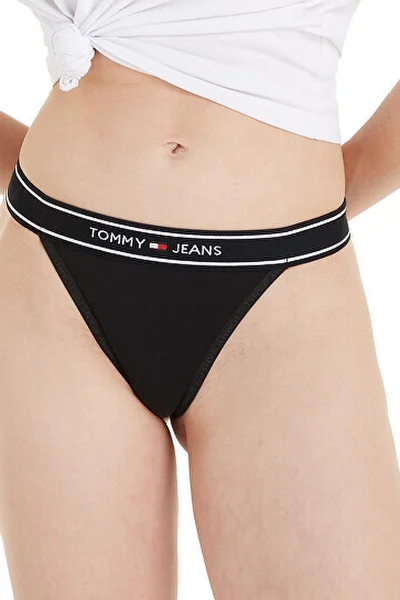 Tommy Hilfiger dámská tanga černé s logem