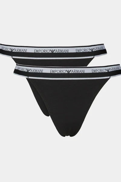 Dámská černá tanga s logem - Emporio Armani