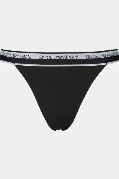 Dámská černá tanga s logem - Emporio Armani