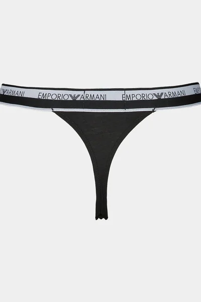 Dámská černá tanga s logem - Emporio Armani