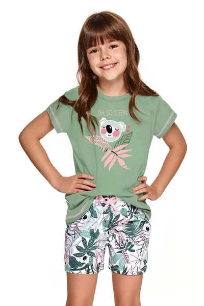 Dívčí pyžamo Hanička zelené s koalou Zelená Taro