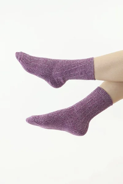Pletené vínové dámské ponožky Moraj