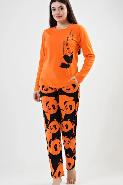 Dámské oranžové pyžamo Velká panda