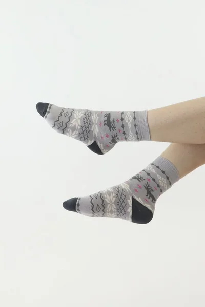 Thermo ponožky Moraj s norským vzorem pro dámy v šedé barvě