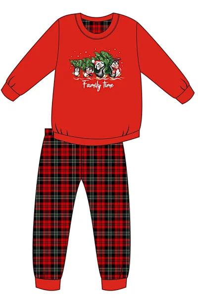 Kárované dívčí pyžamo Cornette Family Time