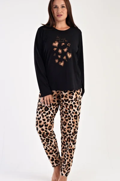 Leopardí pohodlné dámské pyžamo Anna - Vienetta