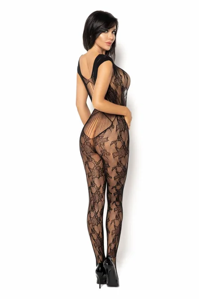 Černý Květinový Bodystocking - Beauty Night Fashion