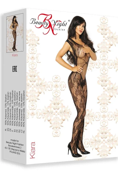 Černý Květinový Bodystocking - Beauty Night Fashion