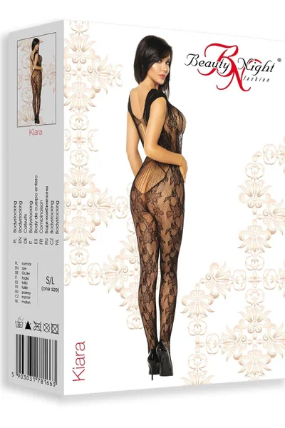 Černý Květinový Bodystocking - Beauty Night Fashion