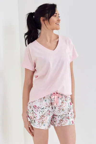 Dámské pyžamo Aromatica - v růžové barvě květiny Cana